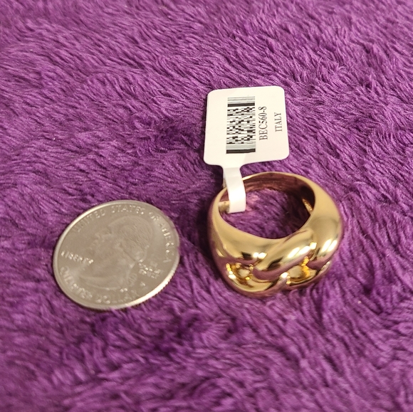 RARE Moda Al Massimo 18k Gold Over Bronze Curb Link Ring, Size 8 - Picture 6 of 7